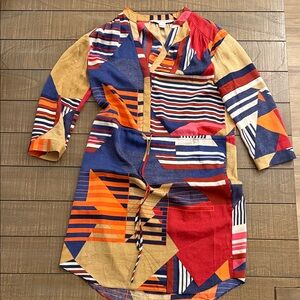 Diane Von Furstenberg Colorful Abstract Long Sleeve Dress